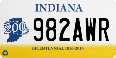 IN license plate 982AWR