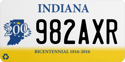 IN license plate 982AXR