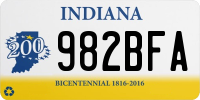 IN license plate 982BFA