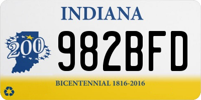 IN license plate 982BFD
