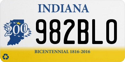 IN license plate 982BLO