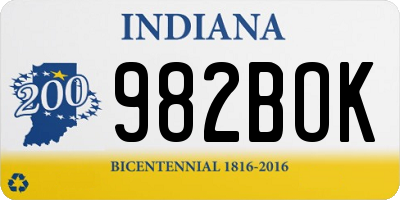 IN license plate 982BOK