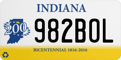 IN license plate 982BOL