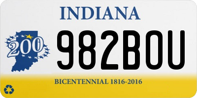 IN license plate 982BOU