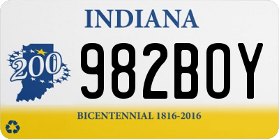 IN license plate 982BOY