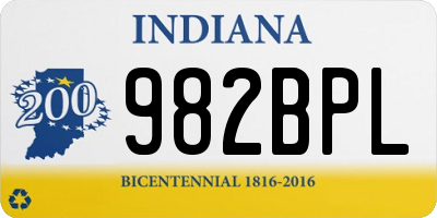 IN license plate 982BPL