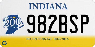 IN license plate 982BSP