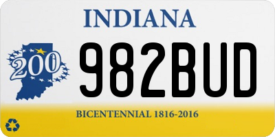 IN license plate 982BUD