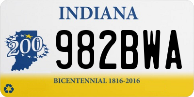 IN license plate 982BWA