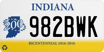 IN license plate 982BWK
