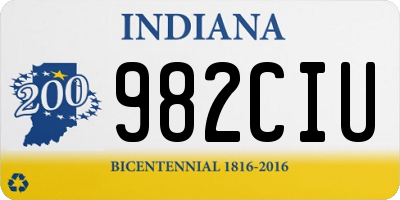 IN license plate 982CIU