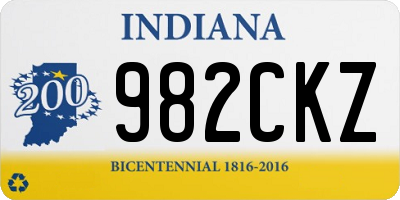 IN license plate 982CKZ