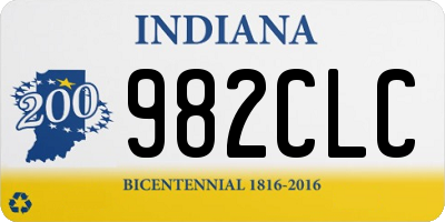 IN license plate 982CLC