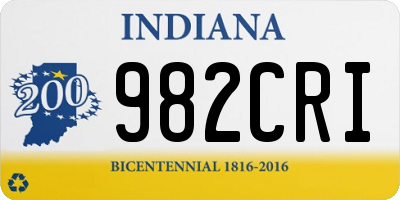 IN license plate 982CRI
