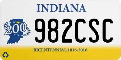 IN license plate 982CSC