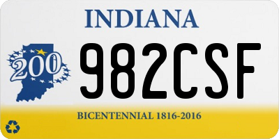 IN license plate 982CSF