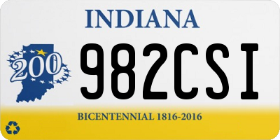 IN license plate 982CSI