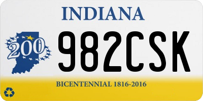 IN license plate 982CSK