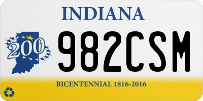 IN license plate 982CSM