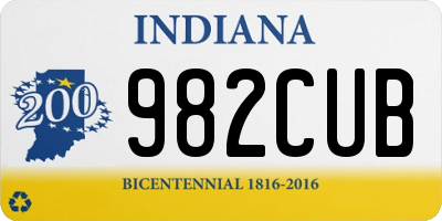 IN license plate 982CUB