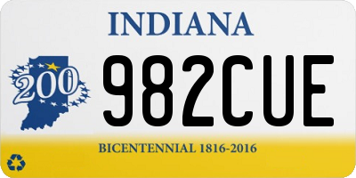 IN license plate 982CUE