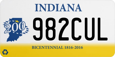 IN license plate 982CUL