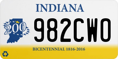 IN license plate 982CWO