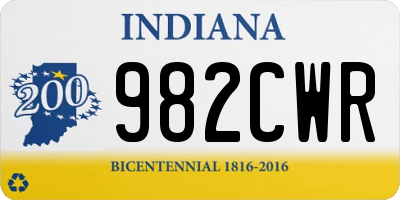 IN license plate 982CWR