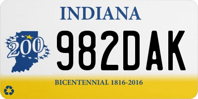 IN license plate 982DAK