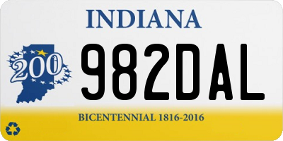 IN license plate 982DAL