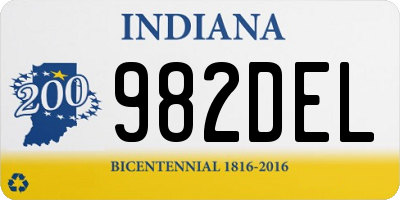 IN license plate 982DEL