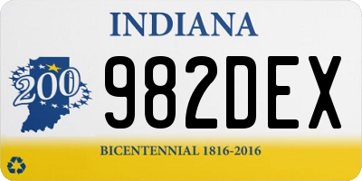 IN license plate 982DEX