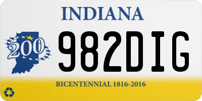 IN license plate 982DIG