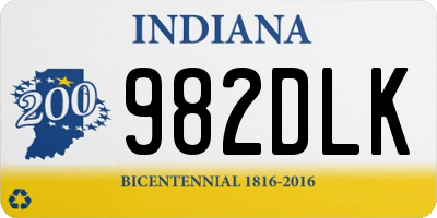 IN license plate 982DLK