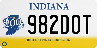 IN license plate 982DOT