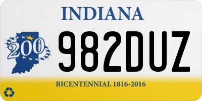 IN license plate 982DUZ