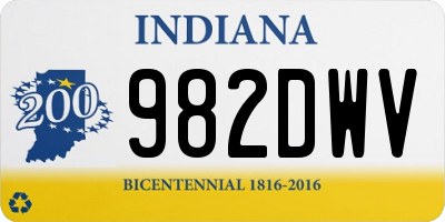 IN license plate 982DWV