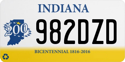 IN license plate 982DZD