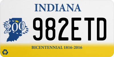 IN license plate 982ETD