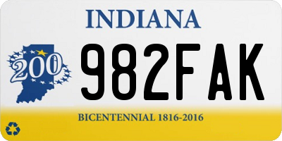 IN license plate 982FAK