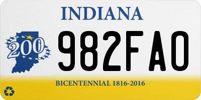 IN license plate 982FAO