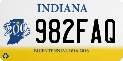 IN license plate 982FAQ