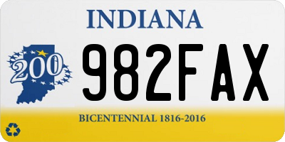 IN license plate 982FAX