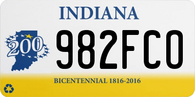IN license plate 982FCO
