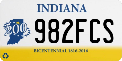 IN license plate 982FCS