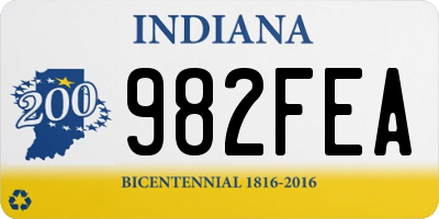 IN license plate 982FEA