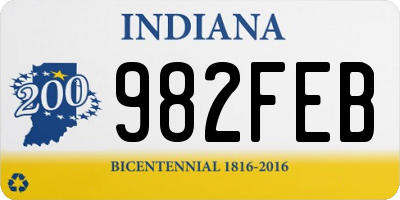 IN license plate 982FEB