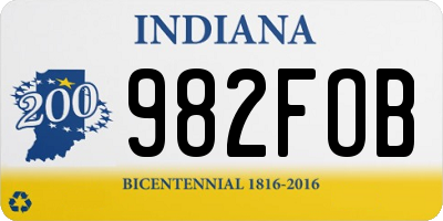 IN license plate 982FOB