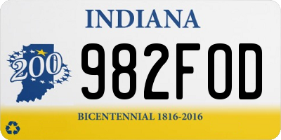 IN license plate 982FOD