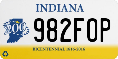IN license plate 982FOP